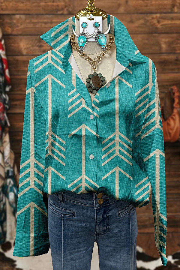 Turquoise Arrow Button Down Shirt