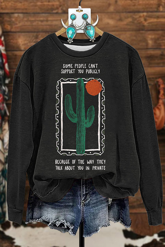 Western Cactus Print Sweatshirt