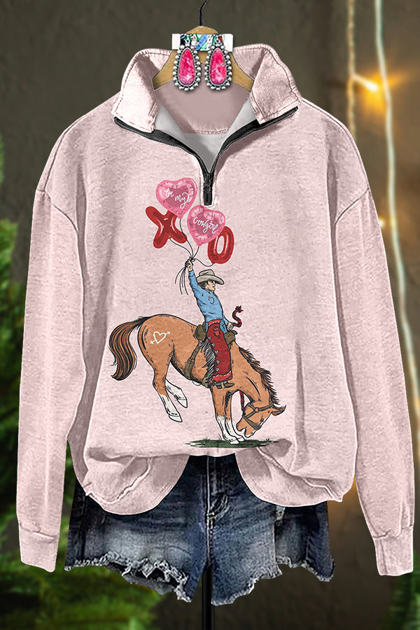 Western Valentine's Day Xoxo Zipper Sweatshirt