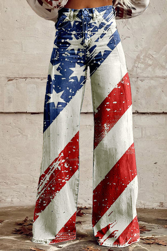 American Stars Stripes Flag Wide Leg Pants