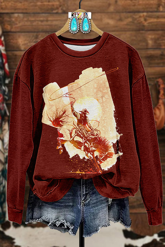 Western Cowboy Rodeo Printed Sweatshirt