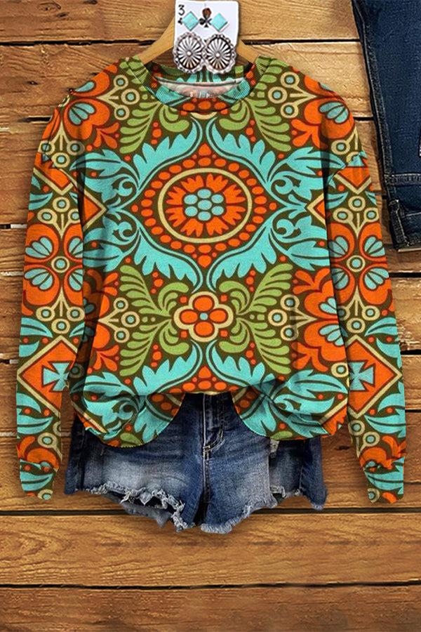 Colorful Western Printed Sweatshirt