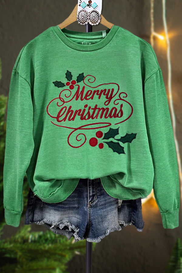 Vintage Merry Contrast Color Sweatshirt