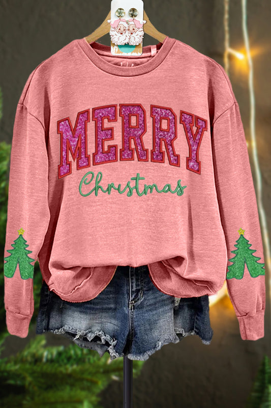 Classic Merry Christmas Contrasting Color Sweatshirt