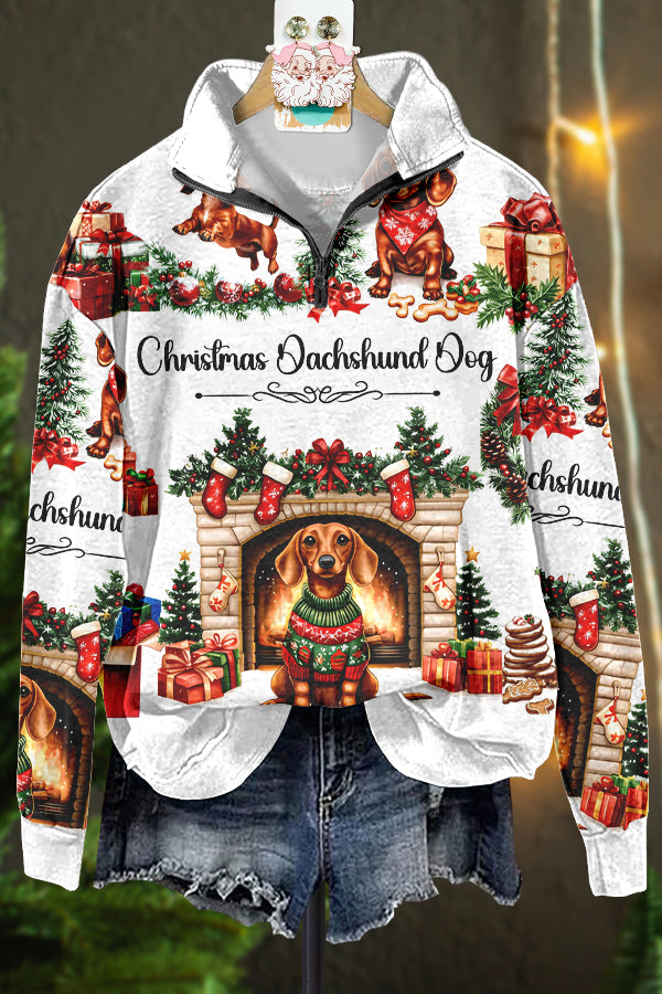 Classic Contrast Christmas Dachshund Sweatshirt