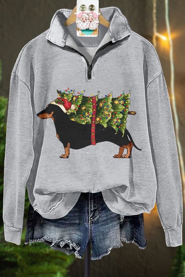 Classic Contrast Christmas Dachshund Sweatshirt