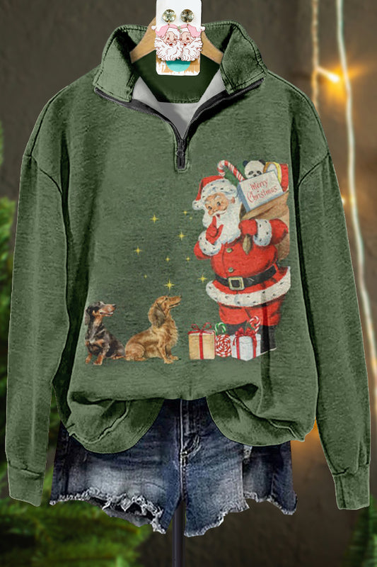 Classic Contrast Christmas Dachshund Sweatshirt