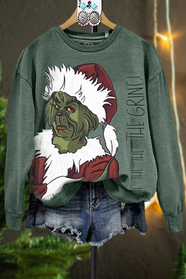 Classic Contrast Color Christmas Grinch Sweatshirt