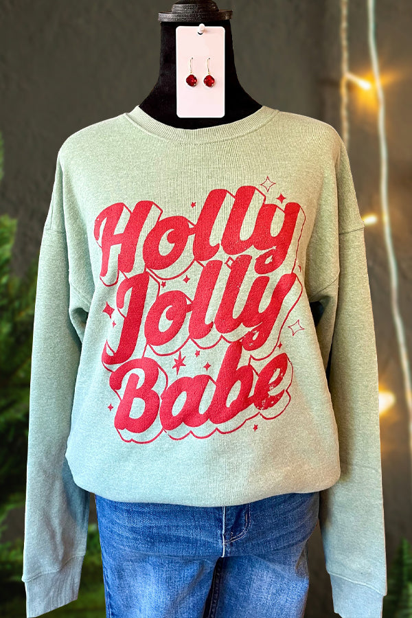 Classic Contrast Color Christmas Print Sweatshirt