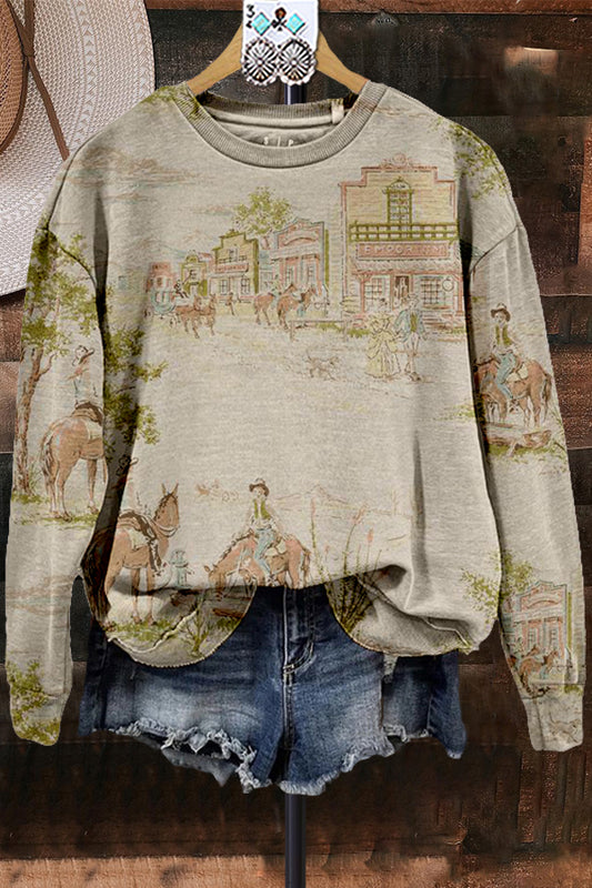 Elegant Contrast Print Sweatshirt