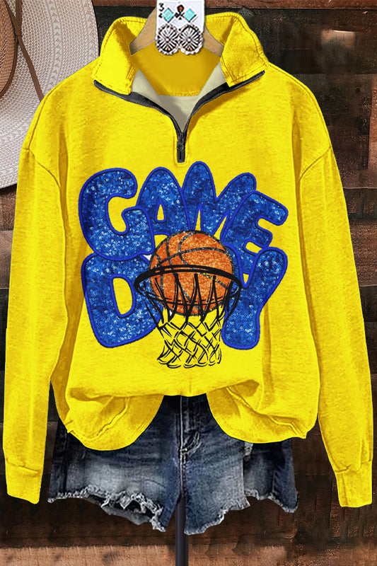 Elegant Contrast Color Basketball Sweatshirt