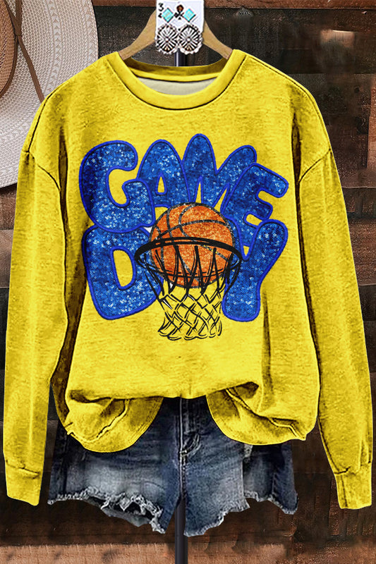 Elegant Contrast Color Basketball Sweatshirt