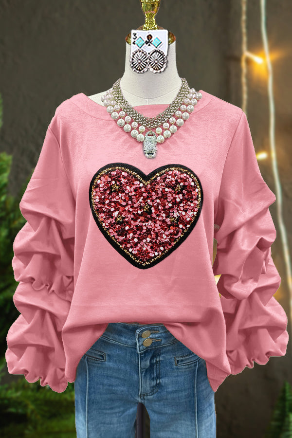 Classic Contrast Heart Valentine's Day Top