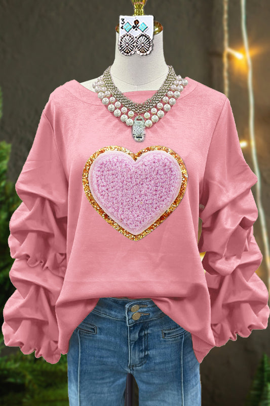 Classic Contrast Heart Valentine's Day Top