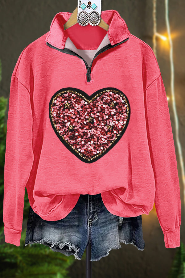 Classic Contrast Heart Valentine's Day Sweatshirt