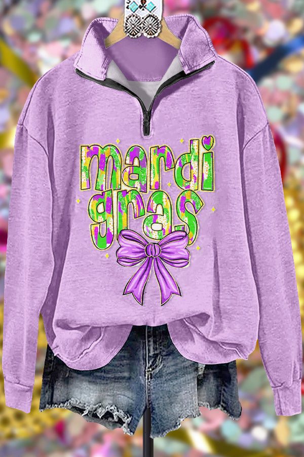 Classic Contrast Mardi Gras Print Sweatshirt