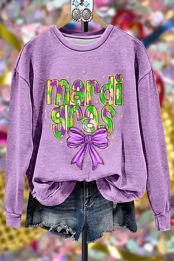 Classic Contrast Mardi Gras Print Sweatshirt