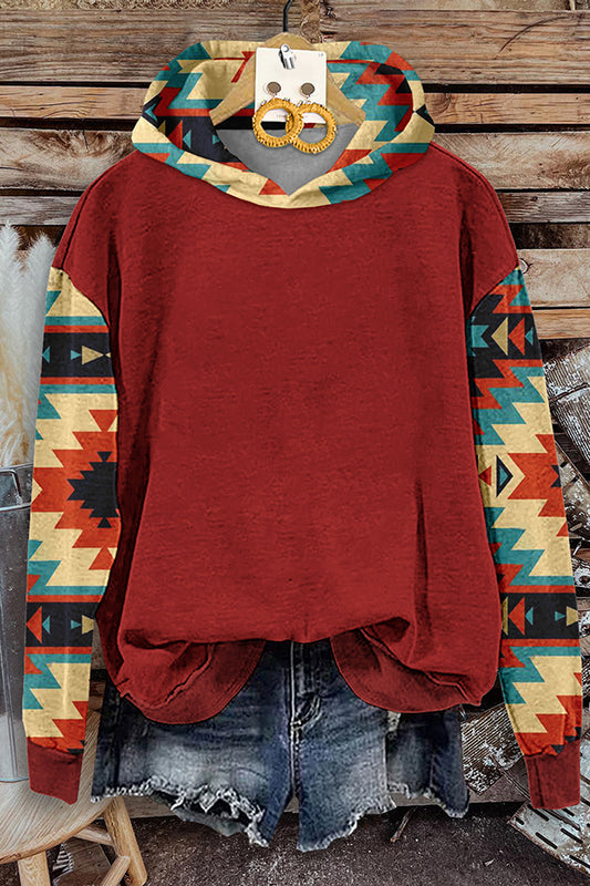 Native Southwestern Geometric Print Long Sleeve Sweatshirt