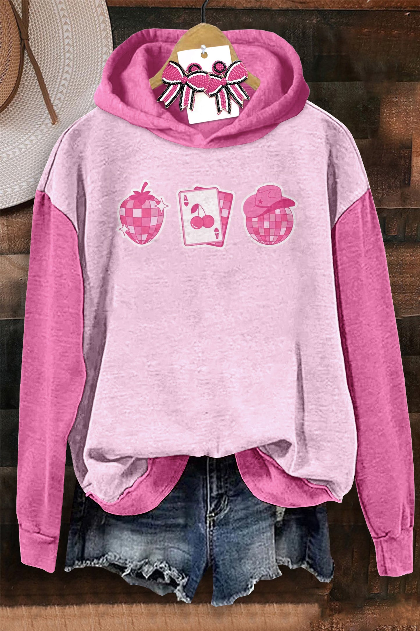 Wild West Pink Disco Ball Hooded Sweatshirt