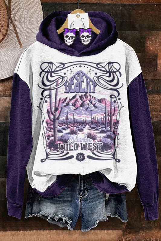 Vintage Adventure Desert Print Hooded Sweatshirt