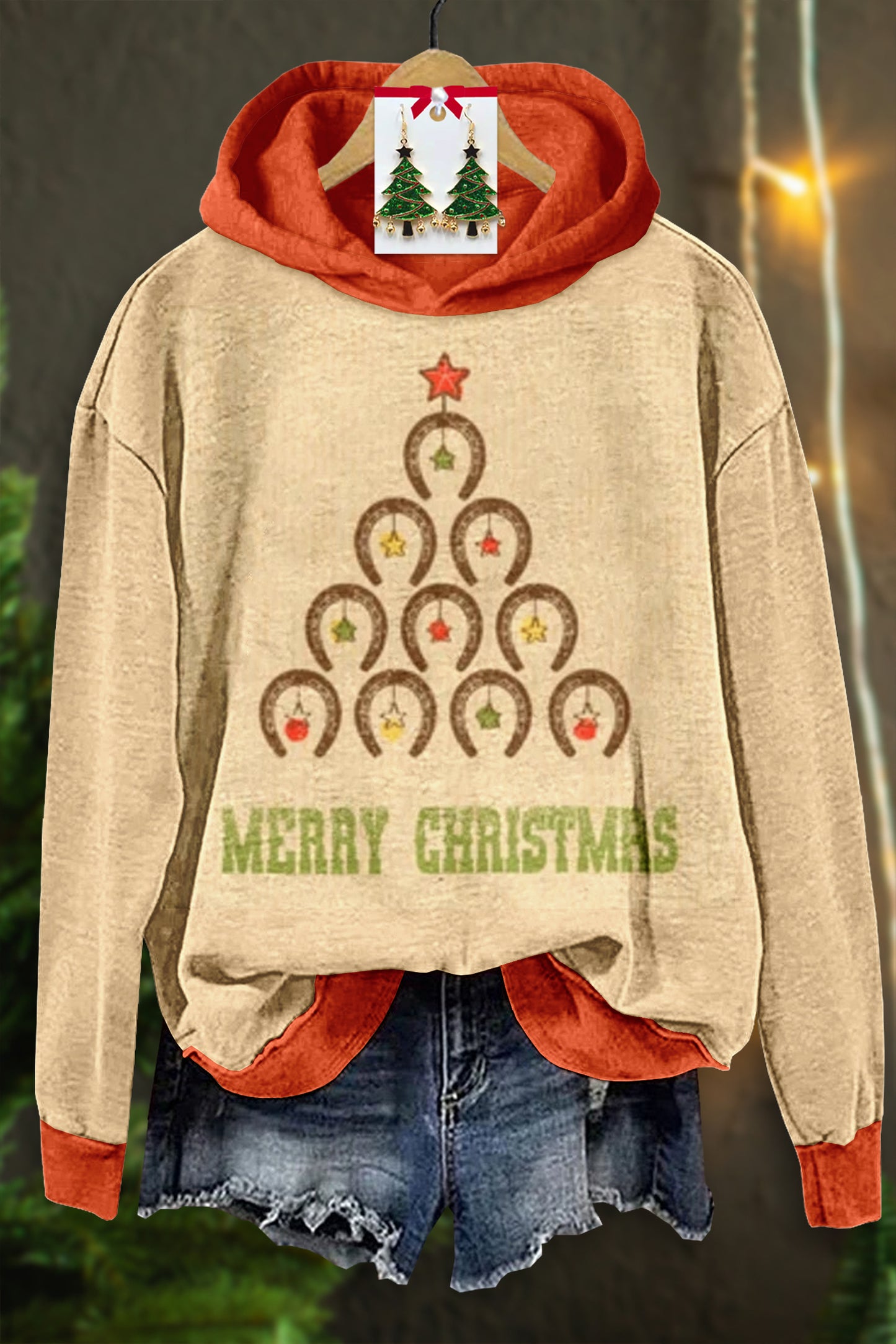 Western Christmas Tree Hooded Sweatshirt