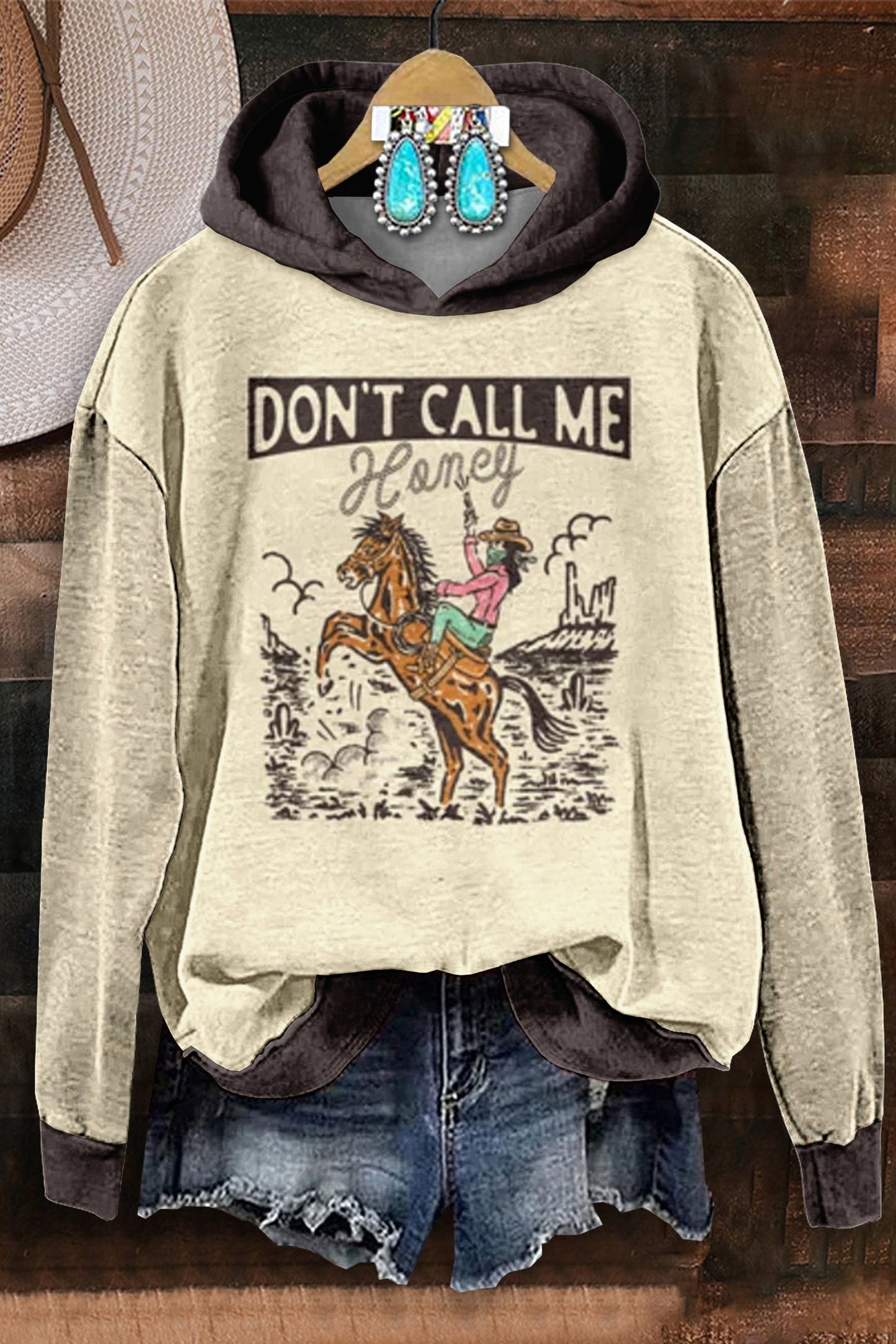 Letters Cowgirl Hooded Sweatshirt