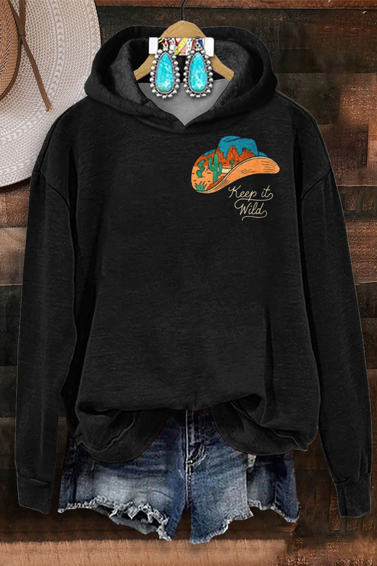 Boho Western Cowgirl Hooded Sweatshirt