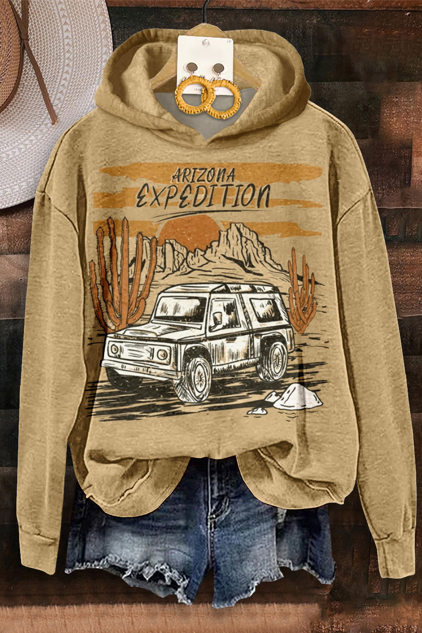 Desert Road Trip Pattern Hooded Sweatshirt