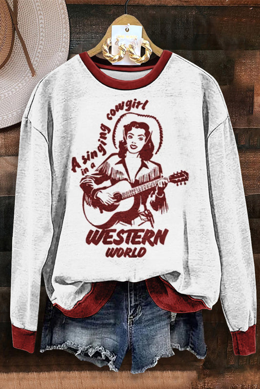 Retro Style Singing Cowgirl Hooded Sweatshirt