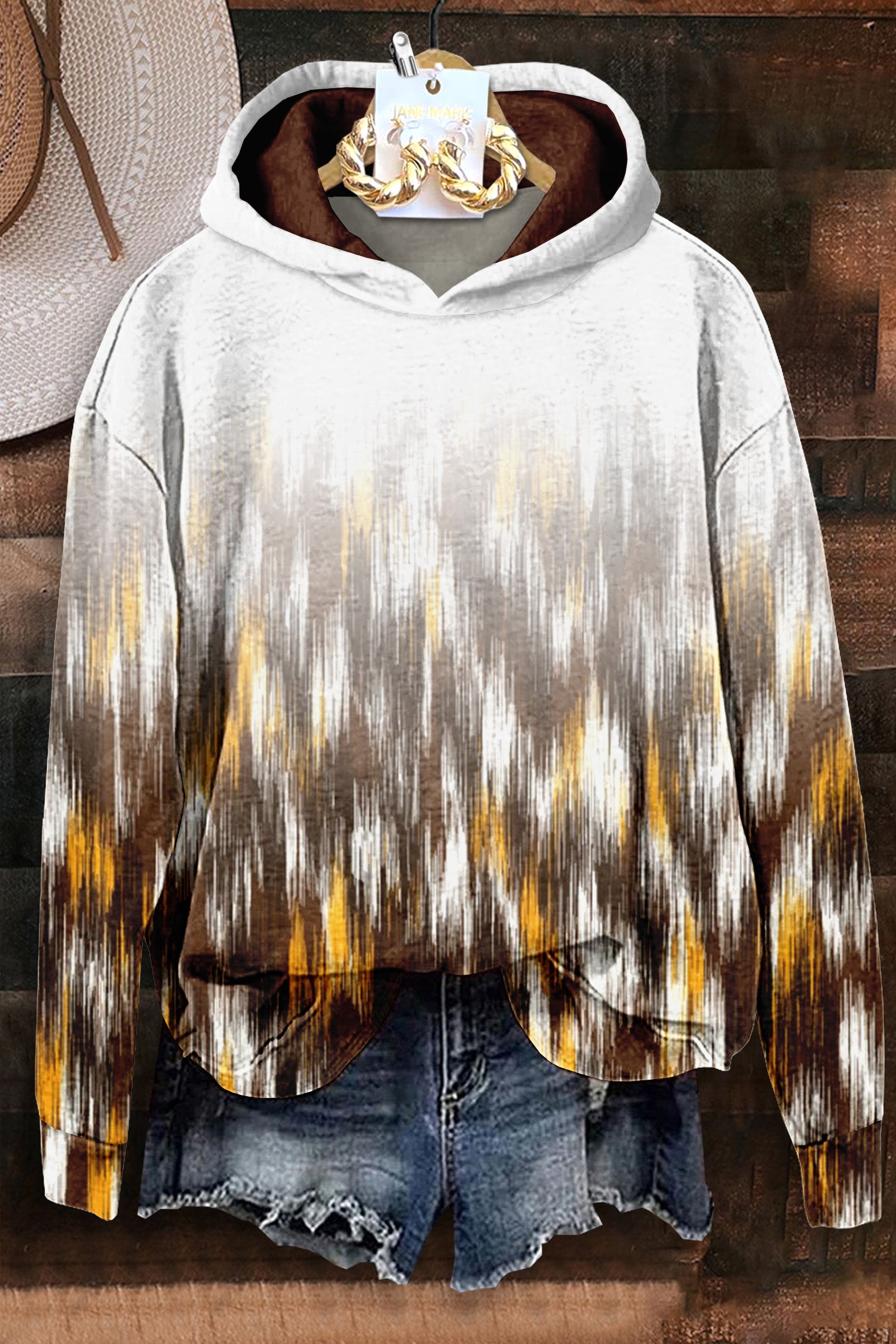 Abstract Pattern Hooded Sweatshirt