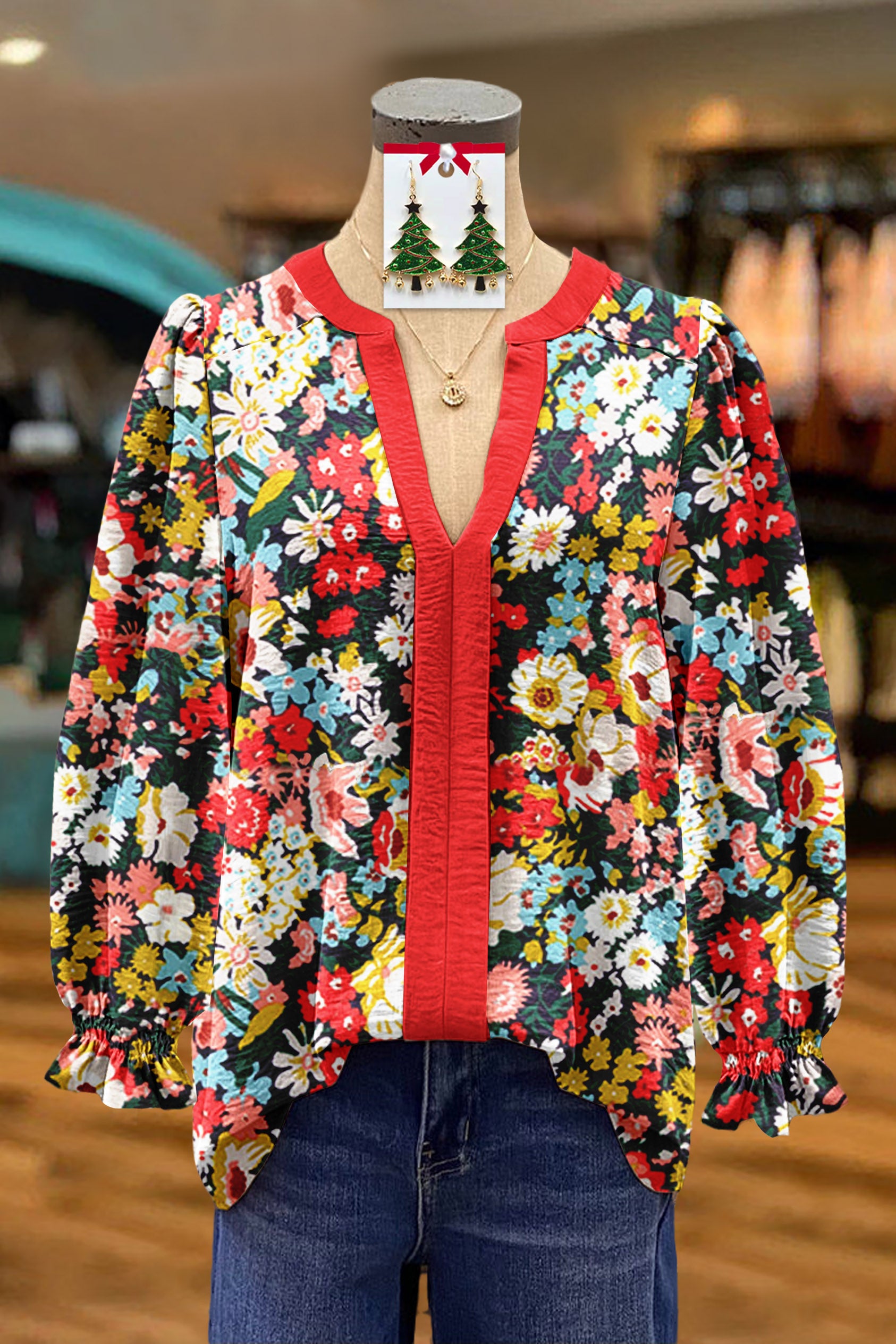 Multi-Colored Floral Blouse