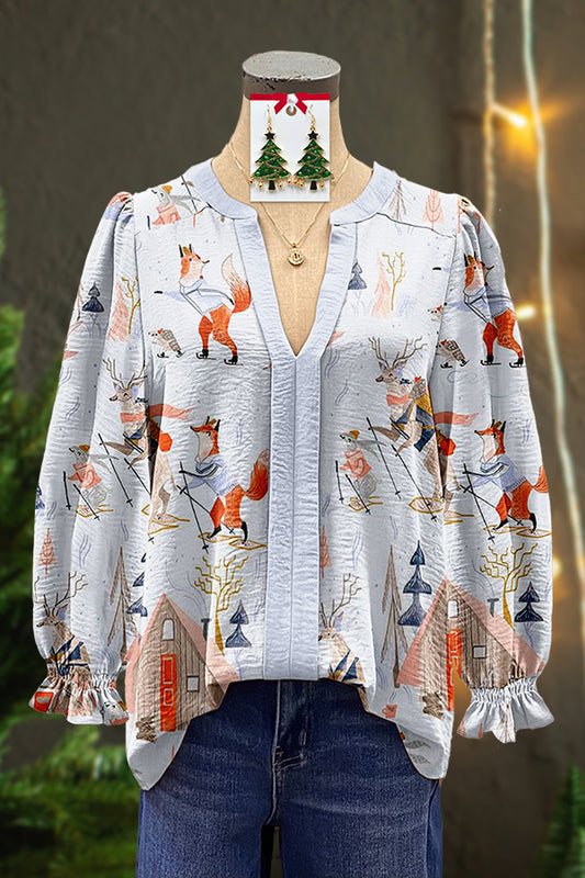 Happy Animals Sledding Blouse