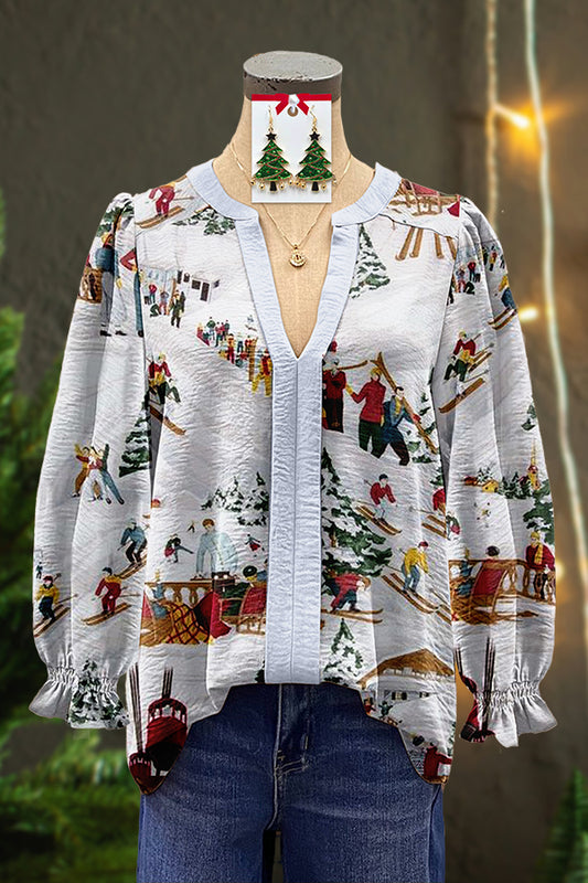 Happy Woodland Sledding Blouse