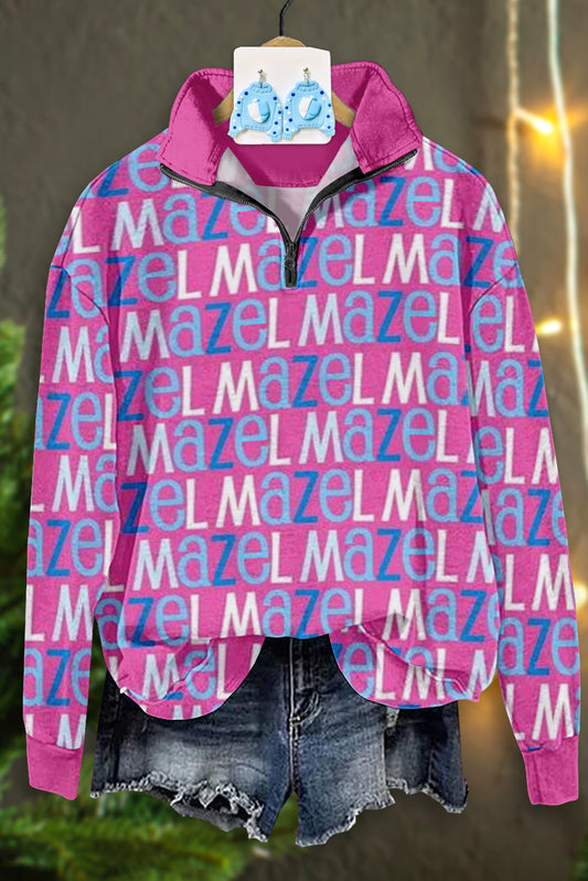 Mazel Tov Blue Letters Zipper Sweatshirt