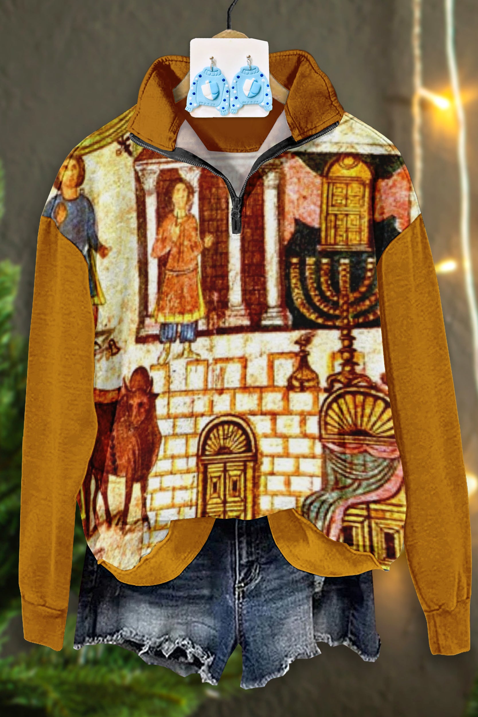 Jewish Art Zipper Sweatshirt