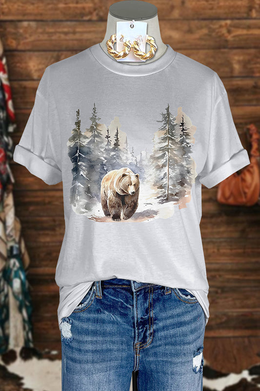 Retro Bear Wilderness Watercolor T-shirt