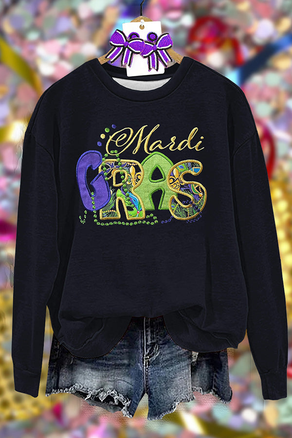 Mardi Gras Applique Sweatshirt