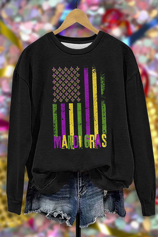 Back Print Mardi Gras Sweatshirt