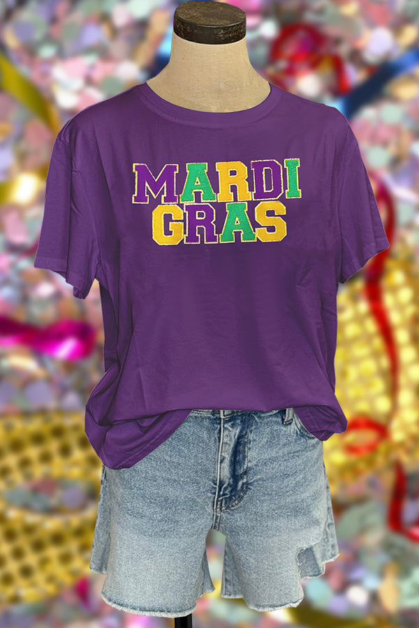 Mardi Gras Simple Lettering T-Shirt