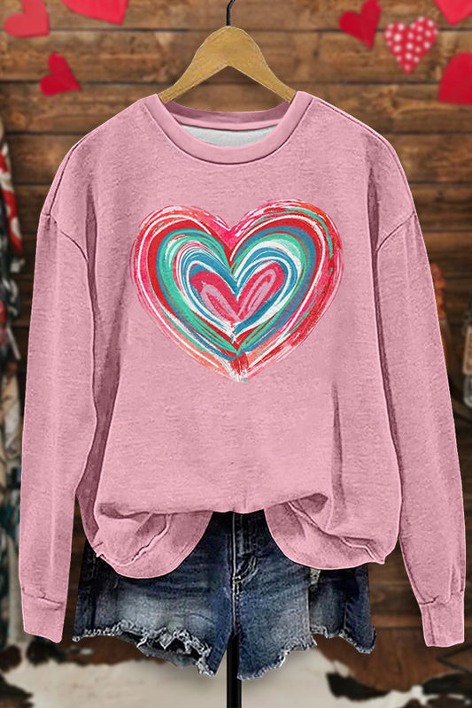 Unique Valentine's Day Heart Graffiti Print Sweatshirt