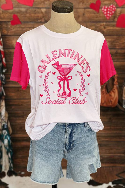 Valentines Wine Glass Coquette Bows T-shirt