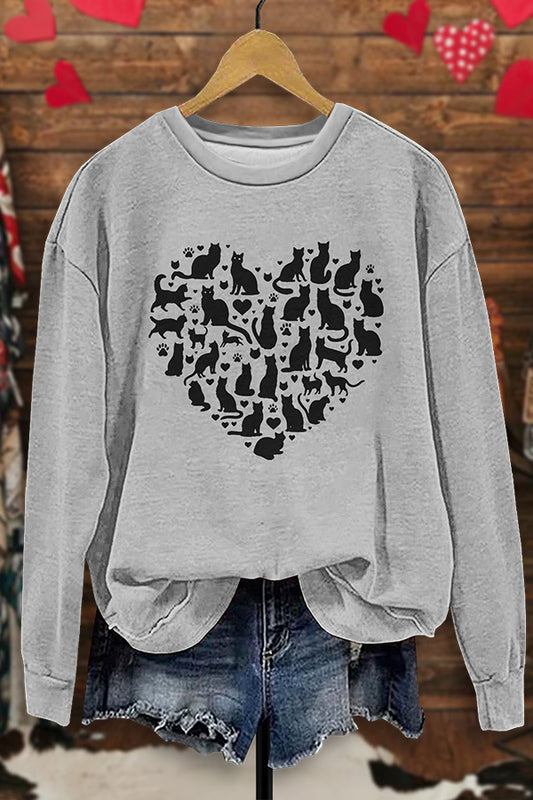 Cat Heart Valentine Sweatshirt