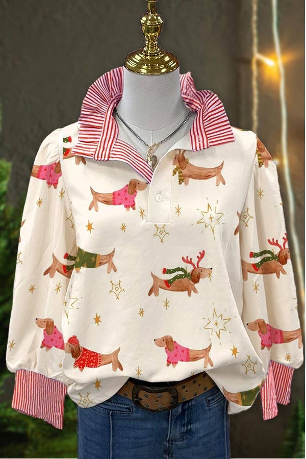 Christmas Dachshund Print Top