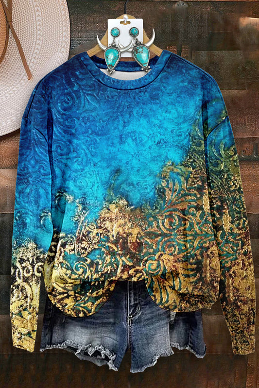 Vintage Graphic Print Long Sleeve Top