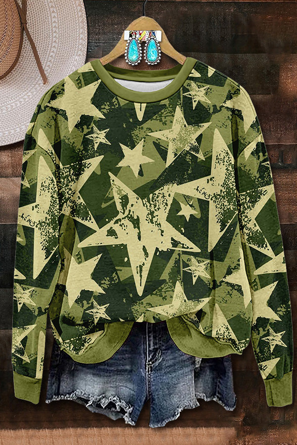 Camouflage Star Print Sweatshirt