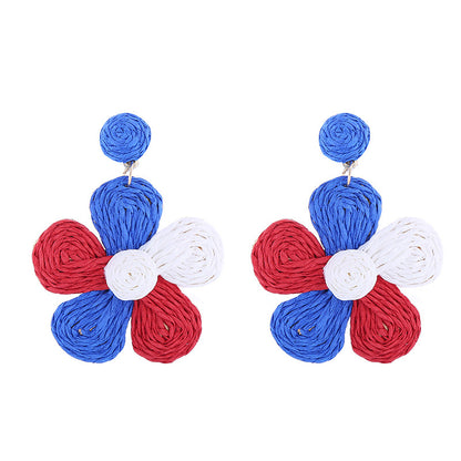 Flower Red White Blue Earrings