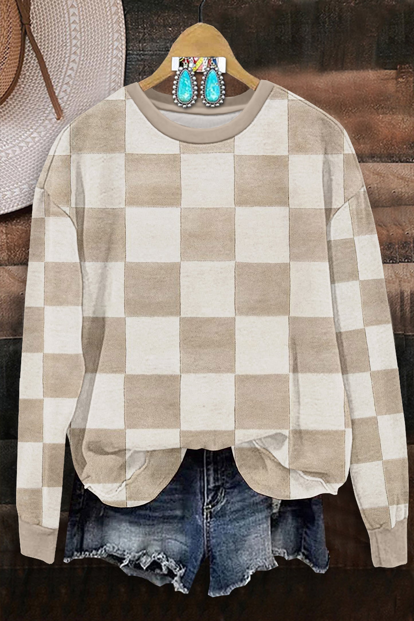 Checkered Print Sweatshirt