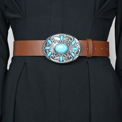 Retro Western Style Heavy Industry Sapphire Belt