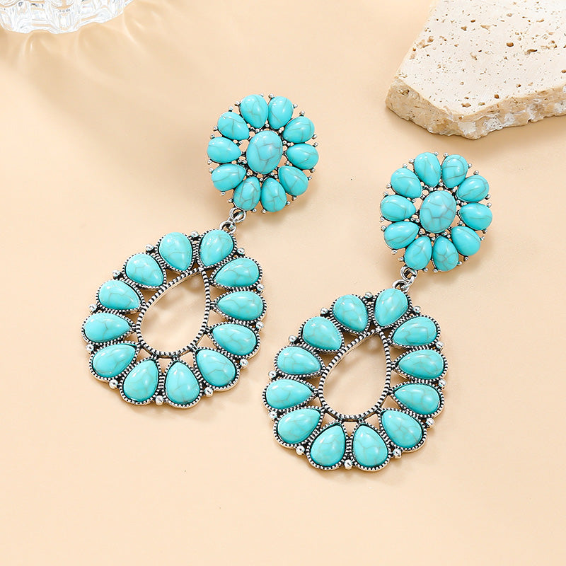 Turquoise Floral Earrings