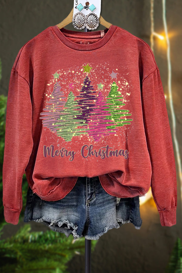 Retro Contrast Color Christmas Sweatshirt